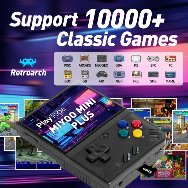 6eac71afb30ec53b Miyoo Mini Plus Handheld Game Console, 3.5 Inch IPS 640x480 Screen, Support External TF Card, 3000mAh Battery