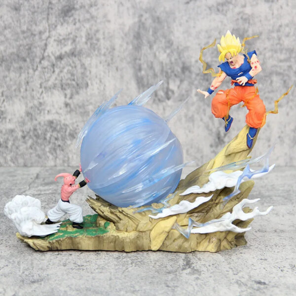 6eaeb4e356bb0179 21cm Dragon Ball Z Buu vs Goku Model Super Saiyan Genki Bomb Action Figure Model Pvc Statue Doll Collection Model Toys Gift