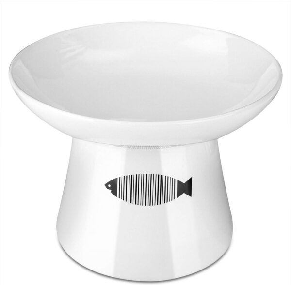 6eb7b4e6026eca78 Yangbaga Cat Raised Food/Water Bowl for Elder Big Cats, Non-Skid 4.8x6.4in Premium Ceramic Cat Bowls with Stand, Sturdy and Anti-Fall… (White)