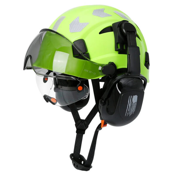 6ed38254da10f0ed CE Construction Safety Helmet With Visor Built In Goggle Earmuffs For Engineer Hard Hat ANSI Industrial Work Cap Head Protection