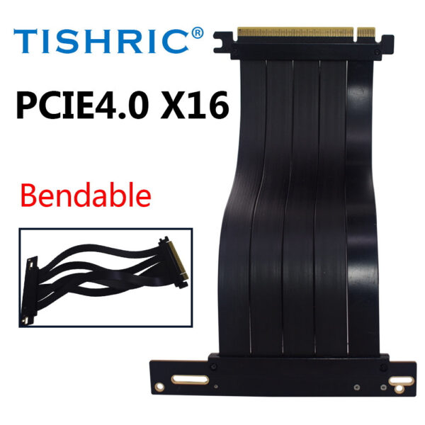TISHRIC PCIE 3.0 /4.0 To 16X Riser Flexible Cable High Speed Extension Port Adapter with Graphics Card Holder