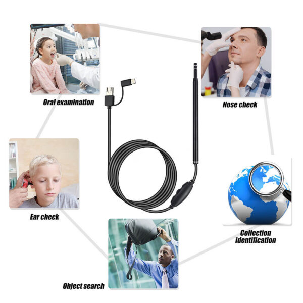 6ef1a940fda82ca5 Medical In Cleaning Endoscope Spoon Mini Camera Picker Wax Removal Visual Ear Mouth Nose Otoscope Support Android PC