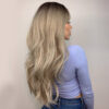 Brown Blonde Ombre Natural Hair Long Wavy With Dark Roots Synthetic Wig for Women Heat Resistant Coaplay Wigs