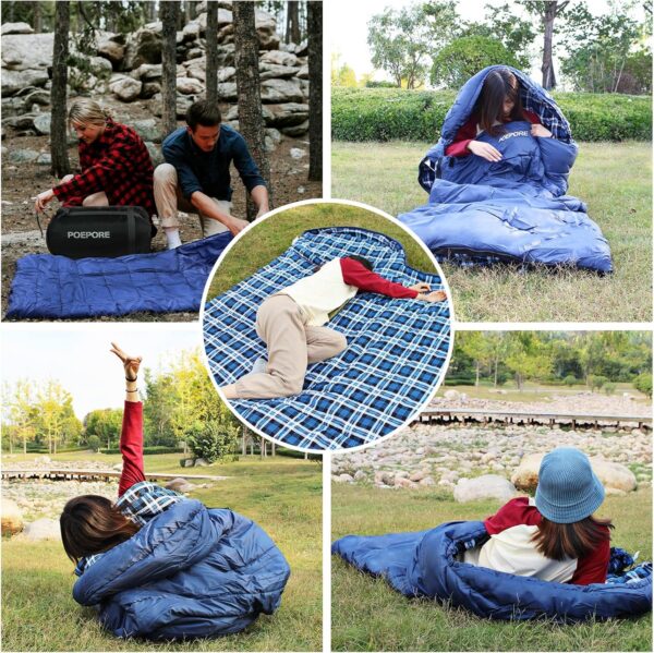 6f0f58998469993f 0 Degree Sleeping Bag 100% Cotton Flannel XXL Cold Weather Winter Oversized Sleeping Bag for Adults Camping Zero Degree Big and Tall with Compression Sack