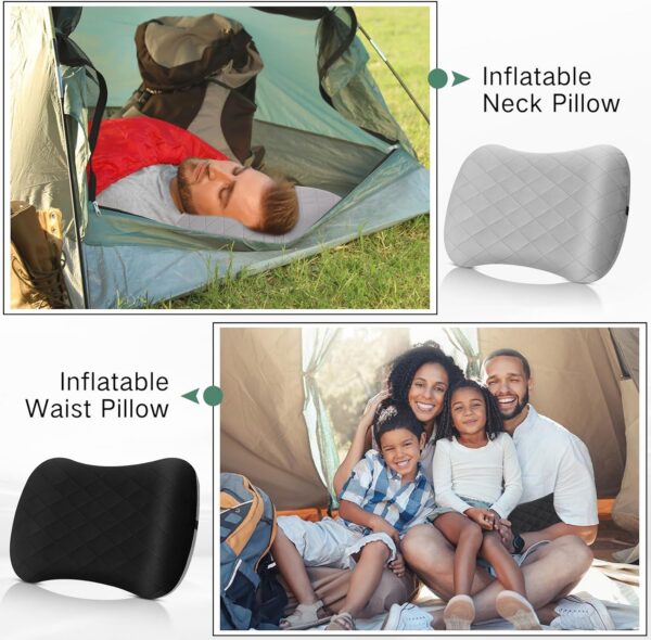 6f11ff51d1bdd35f 2 Pack Inflatable Travel Camping Pillow with Removable Cover Backpacking Blow up Neck Air Pillow Compressible for Lumbar Support Travel Hiking(Black,Grey)