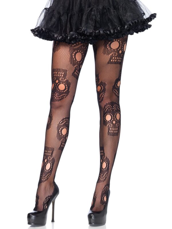 6f14e463089d8bb8 Leg Avenue womens Skull Fishnet TightsCostume Hosiery