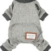6f158b17ed8fa5de Knitted Dog Pajamas, Dog Clothes for Small Dogs Girl Boy, Pet Onesie with Feet, Cat Outfit, Light Grey, Small