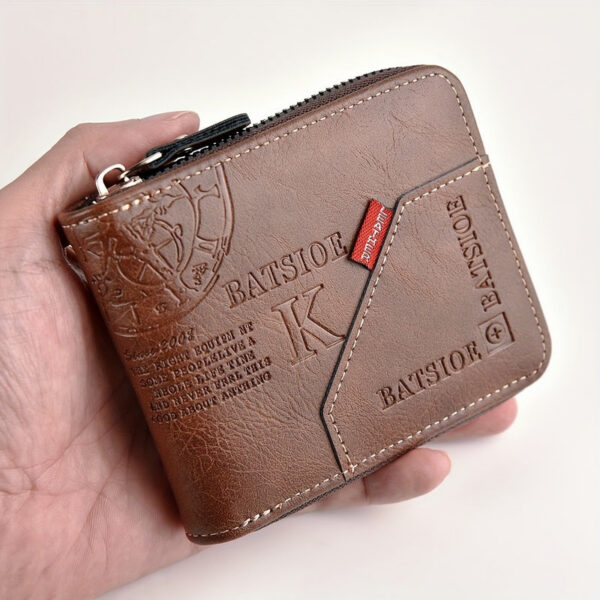 6f39c39fcfd0cab2 Men's Wallet Made of PU Wax Oil Skin for Men Short Male Card Holder Wallets Zipper Around Money Coin Purse