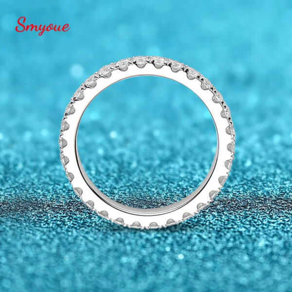 Smyoue 0.9ct 2mm Moissanite Ring for Women Men Full Enternity Match Wedding Diamond Band 100% Solid Sier Stackable Rings