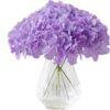 Hydrangea Silk Flower White 10 Heads Artificial Hydrangea Silk Flowers Head for Wedding Centerpieces Bouquets DIY Floral Decor Home Decoration with Long Stems - White
