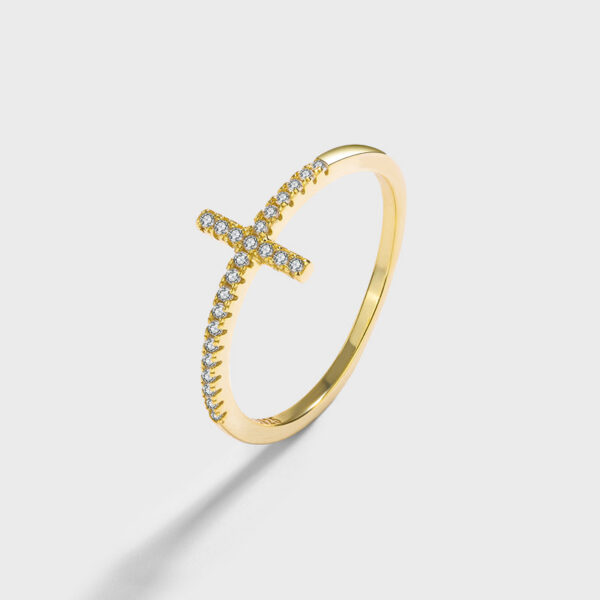 6f55edeb21291693 NEW Fashion Gold Cross Full Of Diamonds Couple Ring For Women Original Sterling S Sier Engagement Bridal Gift Jewelry