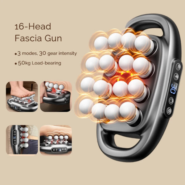 6f6893d754898589 16-Head Fascia Gun High-Frequency Vibration Body Massage Gun Back and Waist Massager Neck Shoulder Massager Muscle masajeador