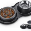 6f68b5a32bb8a1a0 BurgeonNest Dog Bowl Slow Feeder,4 in 1 Dog Food and Water Bowl with Stand Slow Down Eating Dog Puzzle Bowl Set with Non-Skid Silicone Mat for Small Medium Dogs