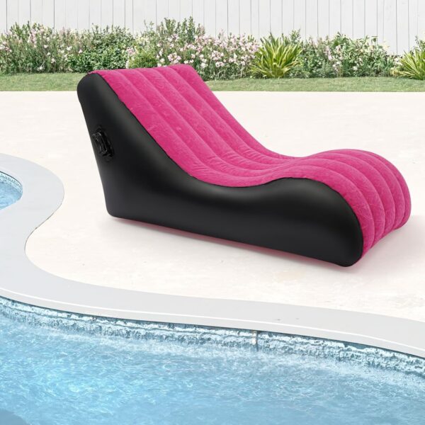 6f694b452a7b1fbc Inflatable Couch with Built in Pump - Upgraded Extra Size Air Lounger Sofa, Portable Folding Blow up Mattress, Inflatable Bed Waterproof Air Mattress Sofa Chair for Home, Camping/Rose-red