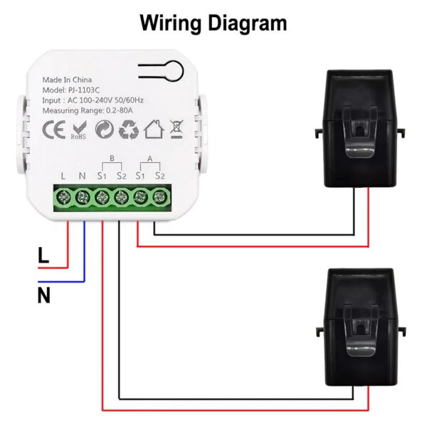 6f7cdd7dce6161b5 Tuya Smart New WiFi Energy Clamp Bidirectional Meter with Buzzer Alarm for Threshold App Monitor Export Import Power AC110V/240V