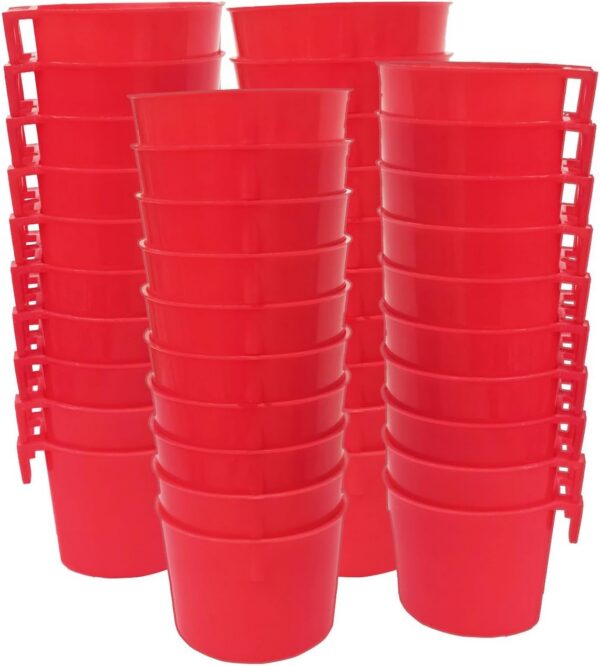 6f7d4c467071eaa1 20 Pack Cage Cups Birds Feeders Seed Bowl Chicken Feeding Watering Dish Rabbit Water Food Hanging Wire Cages Box 16oz Coop Cups for Pet Parrot Parakeet Gamefowl Poultry Pigeon (Large Red)