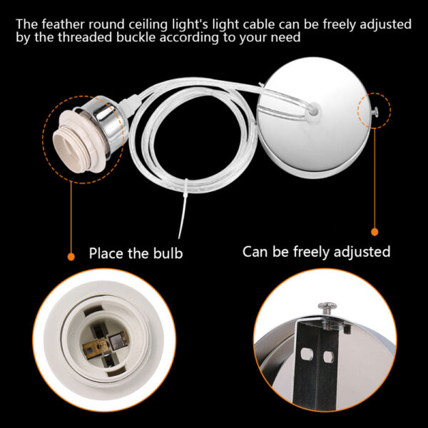 30cm Lamps Shades Feather Ceig Lamp E27 Bulb Pendant Desk Night Light for Living Room Wedding Party Decoration