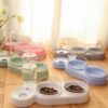 6fbae6ba33c4f3f6 1pc Automatic Food & Water Dispenser Multi-functional Pet Double Bowl Feeder For Three-in-one Cat And Dog Feeding Supply