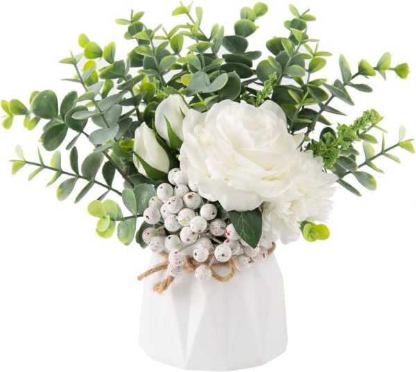 6fbdae5333b8dcd0 CEWOR Faux Flowers in Vase, 1 Pack, Artificial Rose Faux Flowers in Vase for Centerpiece Table Decorations and Home Office Decor