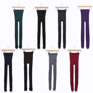 6fc5438cda8fd8eb Wholesale-Fashion Design Autumn Winter Knitted Stripe Stocks Pantyhose Elastic Striped Solid Color Women Girl Socks Thigh High Sock