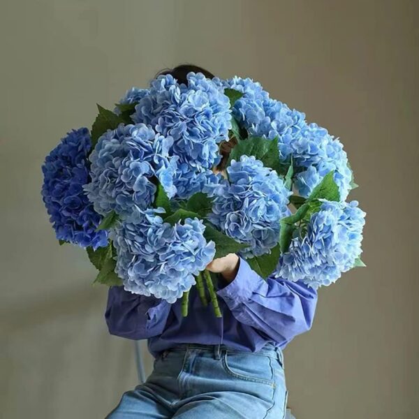 6fd40997daa04d92 3PCS 22 inch Realistic Artificial Hydrangea Large Real Touch Flowers Artificial Flowers Dry Flowers Outdoor Wedding Christmas Office Family Party Living Room Table Decoration (Blue)