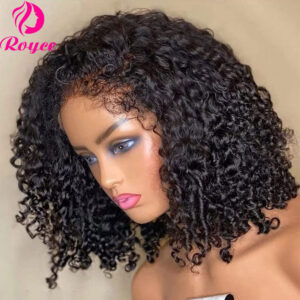 6fd871ddc05c14a4 Kinky Curly Edged Short 13x4 Transparent Lace Front Wigs For Women Human Hair Remy 4x4 Closure Soft Bob Wig