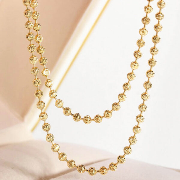 6fdaed7e587edea3 Pure Sterling Sier Starlight Diamond Chain Necklace for Women ,S 2mm Scimitar Ball Beads Collar fit Pendant DIY Jewelry