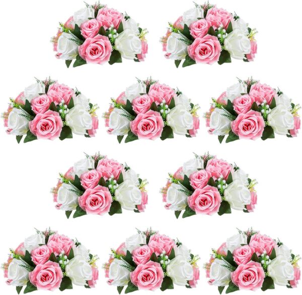6fe44ddd44a92167 NUPTIO Flower Ball Arrangement Bouquet - 2 Pcs 9.5 inch Diameter Dusty Rose Fake Flowers Roses Balls for Centerpieces Tables - Artificial Rose Arrangements for Wedding Centerpiece Table Decorations