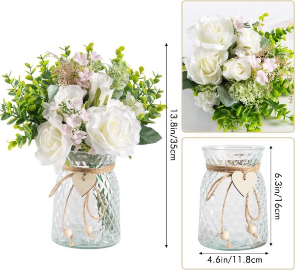 6ff6036a1423dbd2 CEWOR Faux Flowers in Vase, 1 Pack, Artificial Rose Faux Flowers in Vase for Centerpiece Table Decorations and Home Office Decor