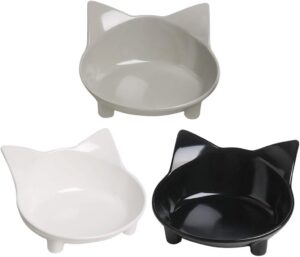 7015fb46184d8dba Cat Food Bowls, Non-Slip, Safe Food-Grade Melamine, Anti-Skid Base, Shallow Design, Dishwasher-Safe, 8 Ounces