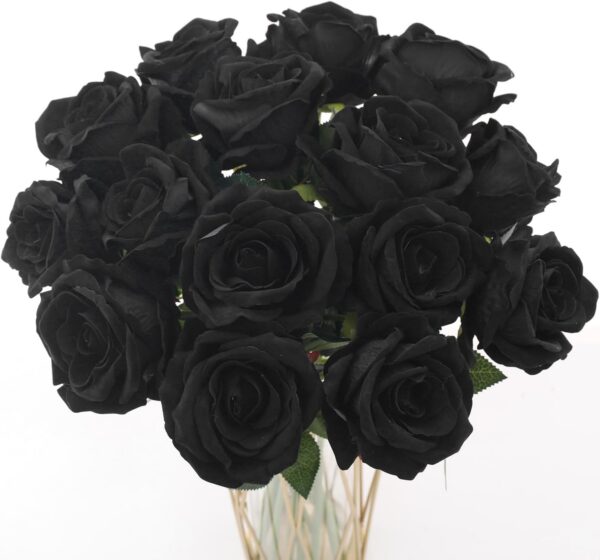 15Pcs Artificial Roses Velet Real Touch Single Stem Fake Roses Silk Realistic Bouquet Flowers Arrangements Home Office Garden Grave Party Wedding Decoration(Light Pink-15p, Blossom Roses)