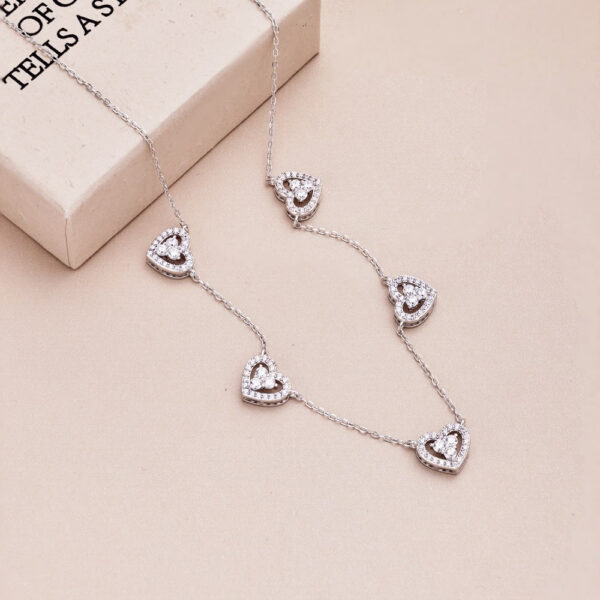 S Sier Heart Women Hollow Diamond Pendant Necklace Female Sparkling 5A Zircon Design Jewelry Girl Holiday