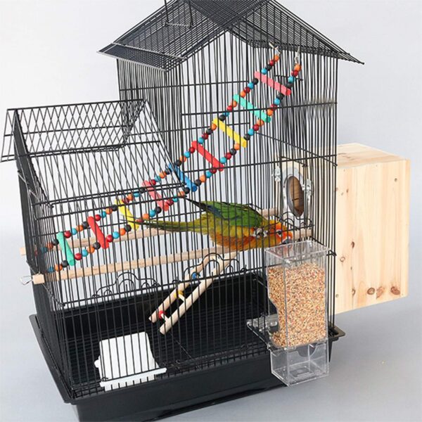 705b450244aa840f No Split Bird Seed Feeder for Cage,Parrot Automatic Foraging Systems Food Feeding Station with Perch,Heavty Acrylic,One-Step Moulding