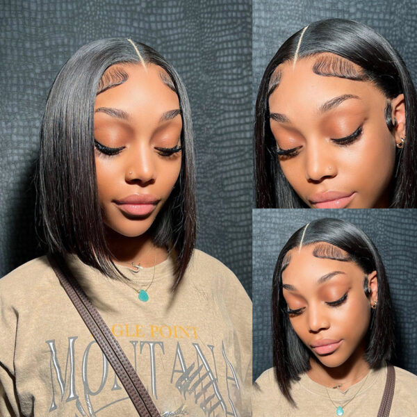 13x5x2 Straight BOB for Women Pre Plucked T Part Wigs Brazilian Lace Human Hair Wig Perruque Cheveux Humains