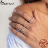 BAMOER Sterling Sier CZ Simulated Diamond Stackable Ring Platinum Plated Eternity Bands for Women