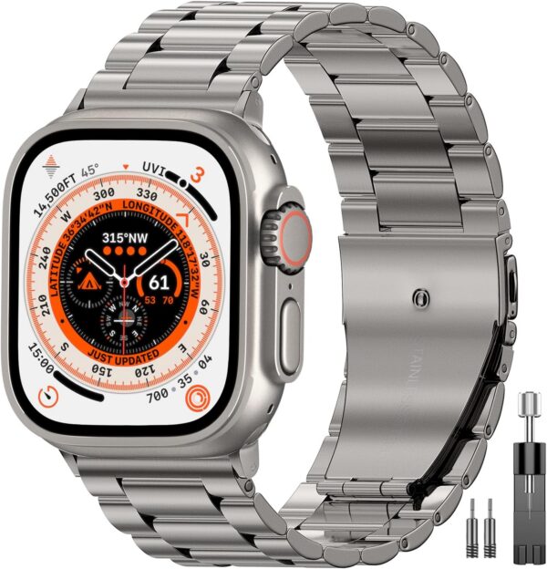 70abb7ba3f2063e4 EPULY Compatible with Apple Watch Band 42mm 44mm 45mm 38mm 40mm 41mm, Business Stainless Steel Metal Wristband for iWatch SE & Series 7 6 5 4 3 2 1 for Men Women (Silver, 41mm 40mm 38mm)