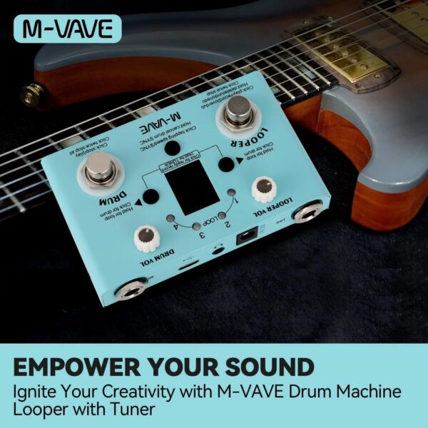 M-vave Lost Tempo Drum Machines & Looper Pedal Built-in 30 Drums 11 Mins Recoding Time High Precision Tuner Guitar Effect pedal