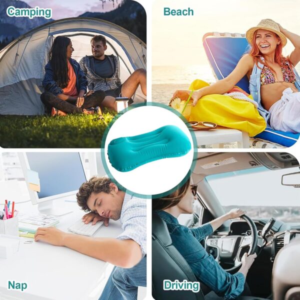 Ultralight Camping Travel Pillow Compressible, Compact, Comfortable, Ergonomic Inflating Pillows for Neck Lumbar Support While Camp, Hiking, Backpacking