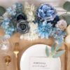 70e39b3383af757a Floweroyal Artificial Flowers Combo Dusty Blue Flowers Mix Silk Flowers Dahlia Roses with Stems for DIY Wedding Bridal Bouquets, Baby Shower, Floral Arrangement, Table Centerpieces, Home Decorations.