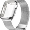 Geoumy Metal Magnetic Bands Compatible for Apple Watch Band 38mm with Case, Stainless Steel Milanese Mesh Loop Replacement Strap Compatible with iWatch Series 8/7/6/5/4/3/2/1 SE Women Men, Rose Gold