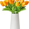 Mandy's 20pcs Yellow Artificial Tulip Silk Fake Flowers 13.5" for Mother's Day Easter Valentine’s Day Gifts in Bulk Home Kitchen Wedding Decorations