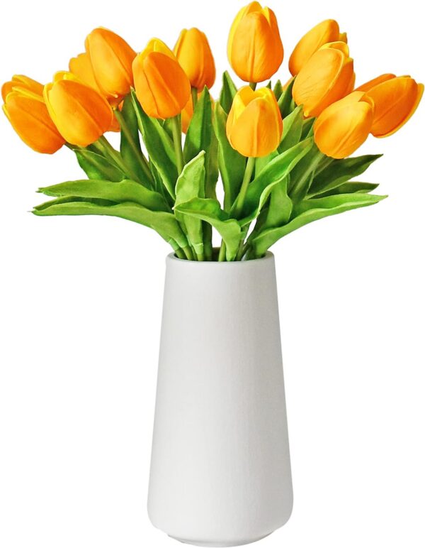 Mandy's 20pcs Yellow Artificial Tulip Silk Fake Flowers 13.5" for Mother's Day Easter Valentine’s Day Gifts in Bulk Home Kitchen Wedding Decorations