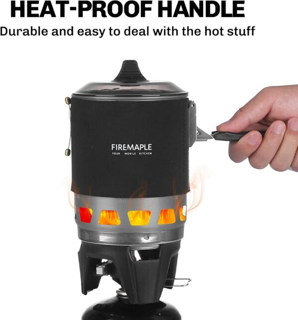 Fire-Maple FMS-X3 0,8L Campingkocher mit Piezo-Zündung & Topfhalterung Tragbarer Gaskocher mit Gasflaschen-Stabilisator Für Outdoor, Trekking, Wandern (Schwarz)