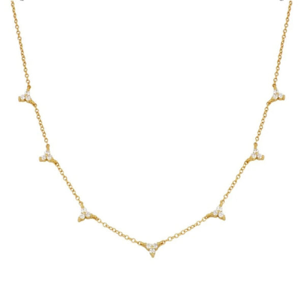 CANNER Three Diamond Clavicle Necklace For Women Sterling Sier Jewelry Charming Pendant Chain Choker Bijoux Collar