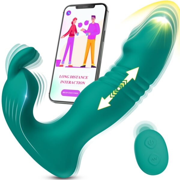 Adult - 3IN1 App Wearable Remote Rose Toy, Sex Pleasure Tools for Women with Clit Modes & 9 Thrusting Dildos Nipple Anal Toys Sucking Vibrator