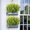 8 Bundles Outdoor Artificial Lavender Fake Flowers UV Resistant Shrubs, Faux Plastic Greenery for Indoor Outside Hanging Plants Garden Porch Window Box Wedding Farmhouse Decor (Orange Red)