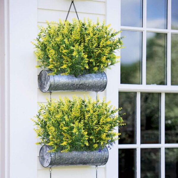 8 Bundles Outdoor Artificial Lavender Fake Flowers UV Resistant Shrubs, Faux Plastic Greenery for Indoor Outside Hanging Plants Garden Porch Window Box Wedding Farmhouse Decor (Orange Red)