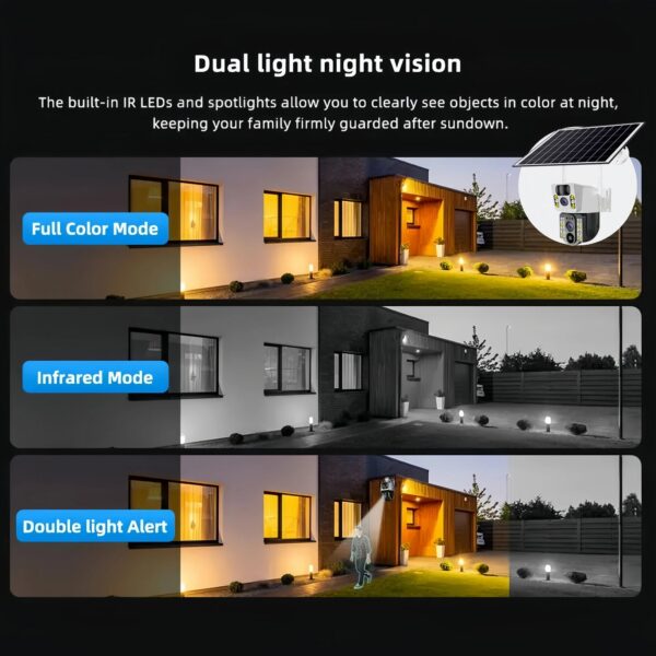 4K Solar Camera 4G SIM Card  Dual Lens 8MP HD Night Vision IP CCTV Surveillance PTZ PIR Human Detection Alarm Waterproof Camera