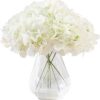 Hydrangea Silk Flower White 10 Heads Artificial Hydrangea Silk Flowers Head for Wedding Centerpieces Bouquets DIY Floral Decor Home Decoration with Long Stems - White