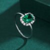 71252fabd1dd0313 NEW Classic Emerald Ring For Woman Real S Sier Diamond Crystal Flower Loyal Finger Wedding Party Gift Female Jewelry